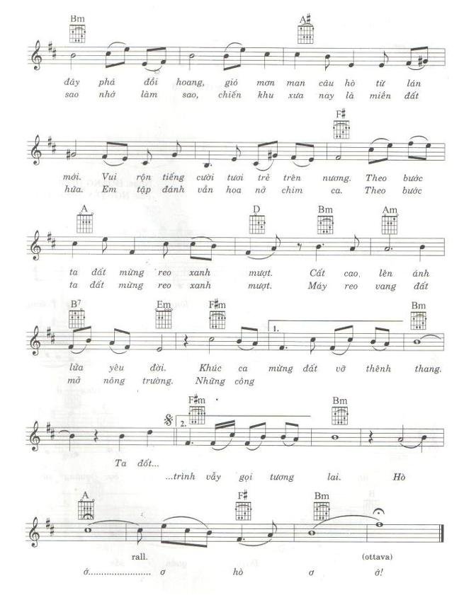 Sheet nhạc Khúc Hát Người Đi Khai Hoang 2